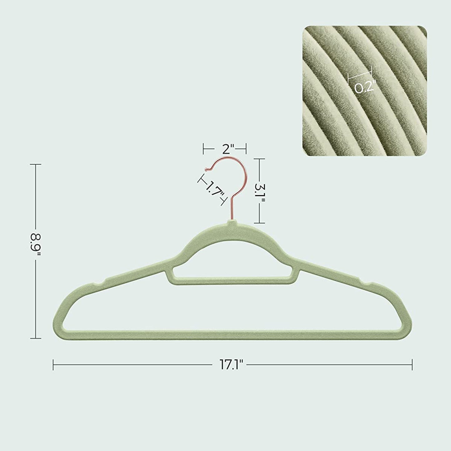 Set of 50 Clothes Hanger with Rose Gold Swivel Hook - HWLEXTRA 