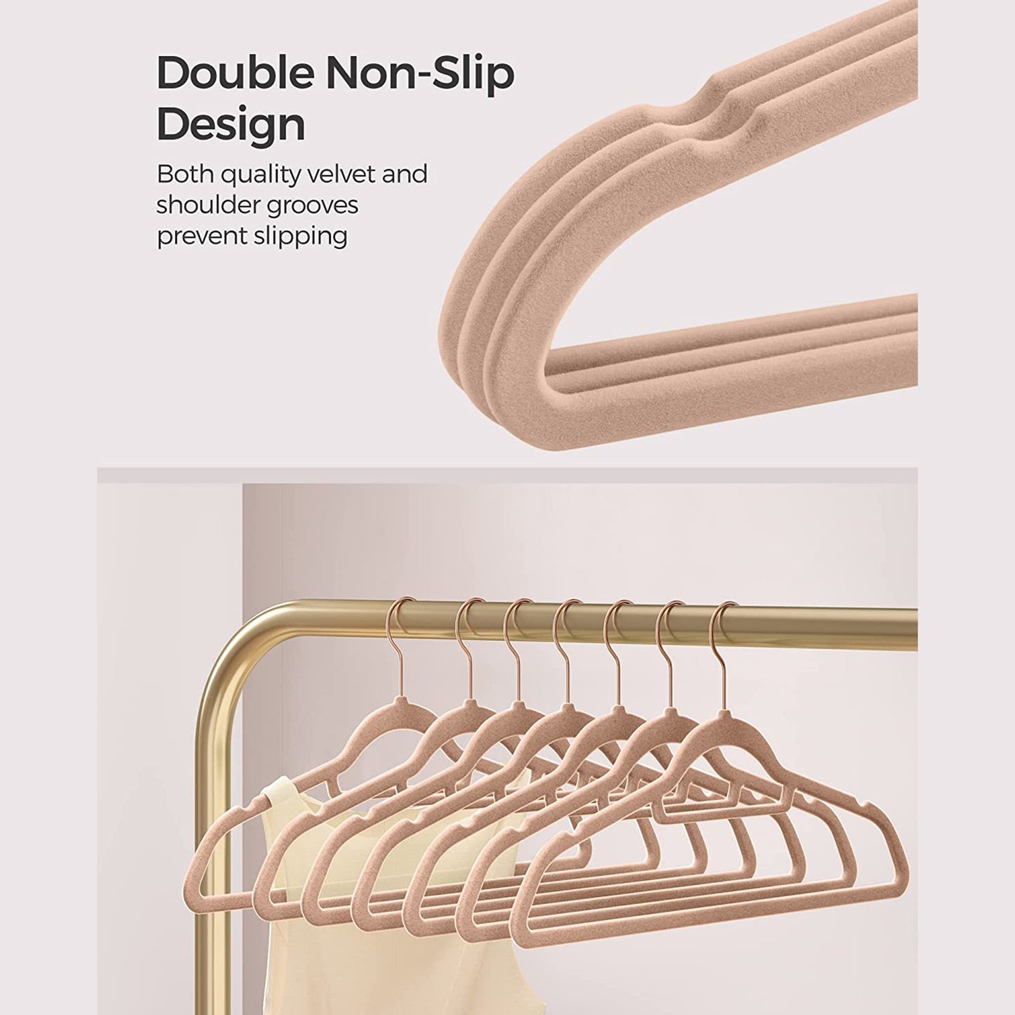 Set of 50 Clothes Hanger with Rose Gold Swivel Hook - HWLEXTRA 