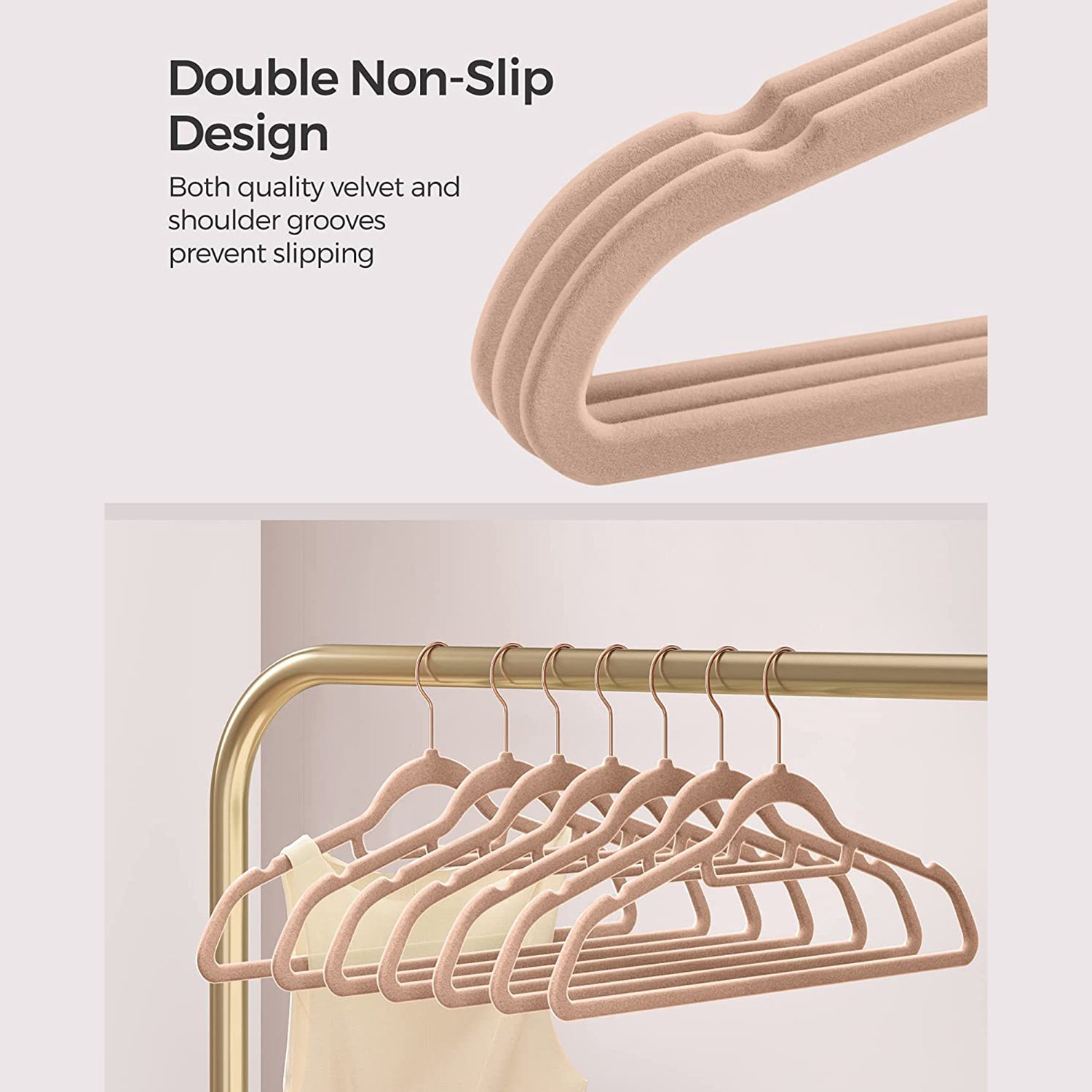 Set of 50 Clothes Hanger with Rose Gold Swivel Hook - HWLEXTRA 
