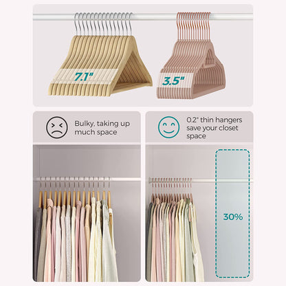 Set of 50 Clothes Hanger with Rose Gold Swivel Hook - HWLEXTRA 
