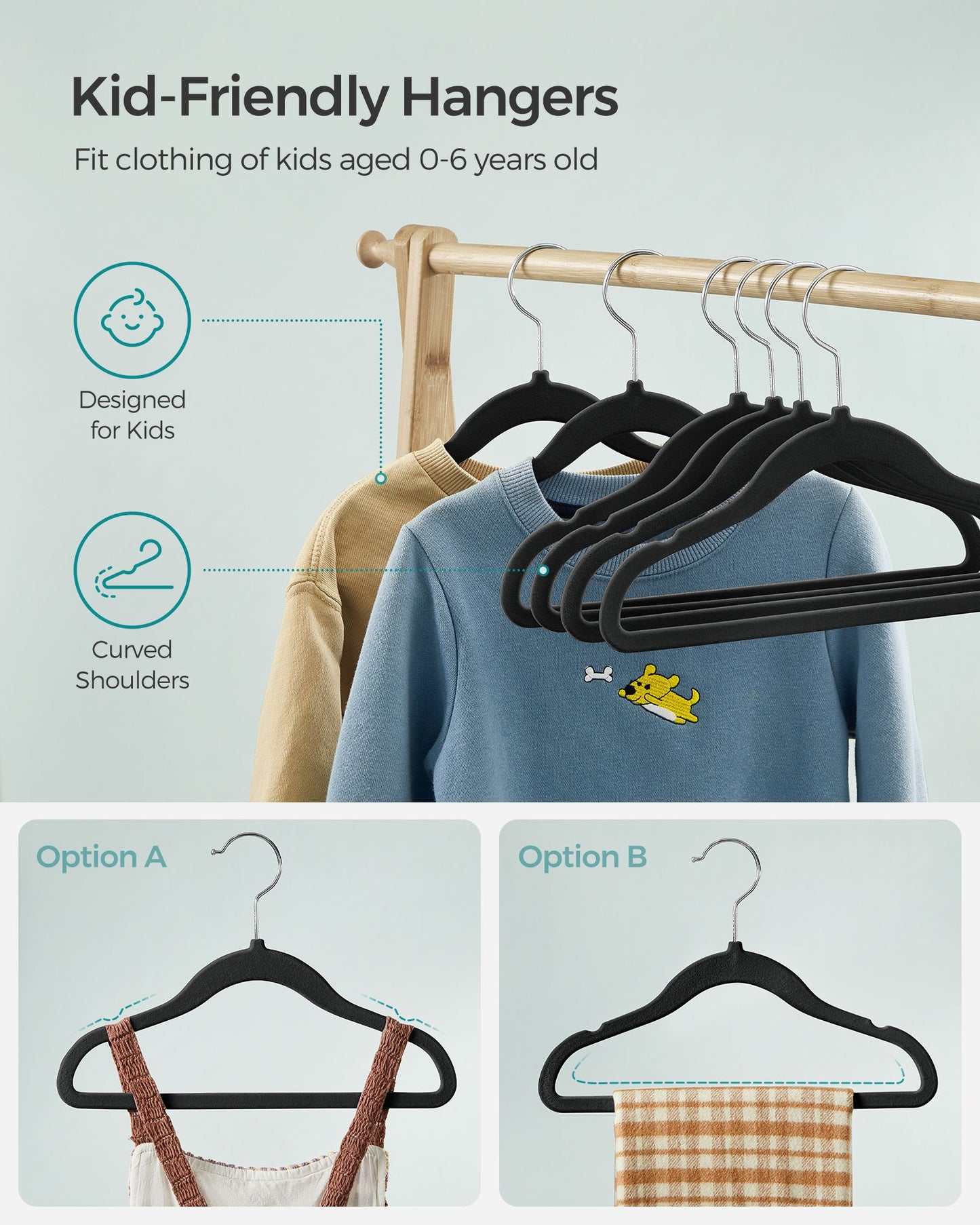 50 Pack Kids Hangers for Closet