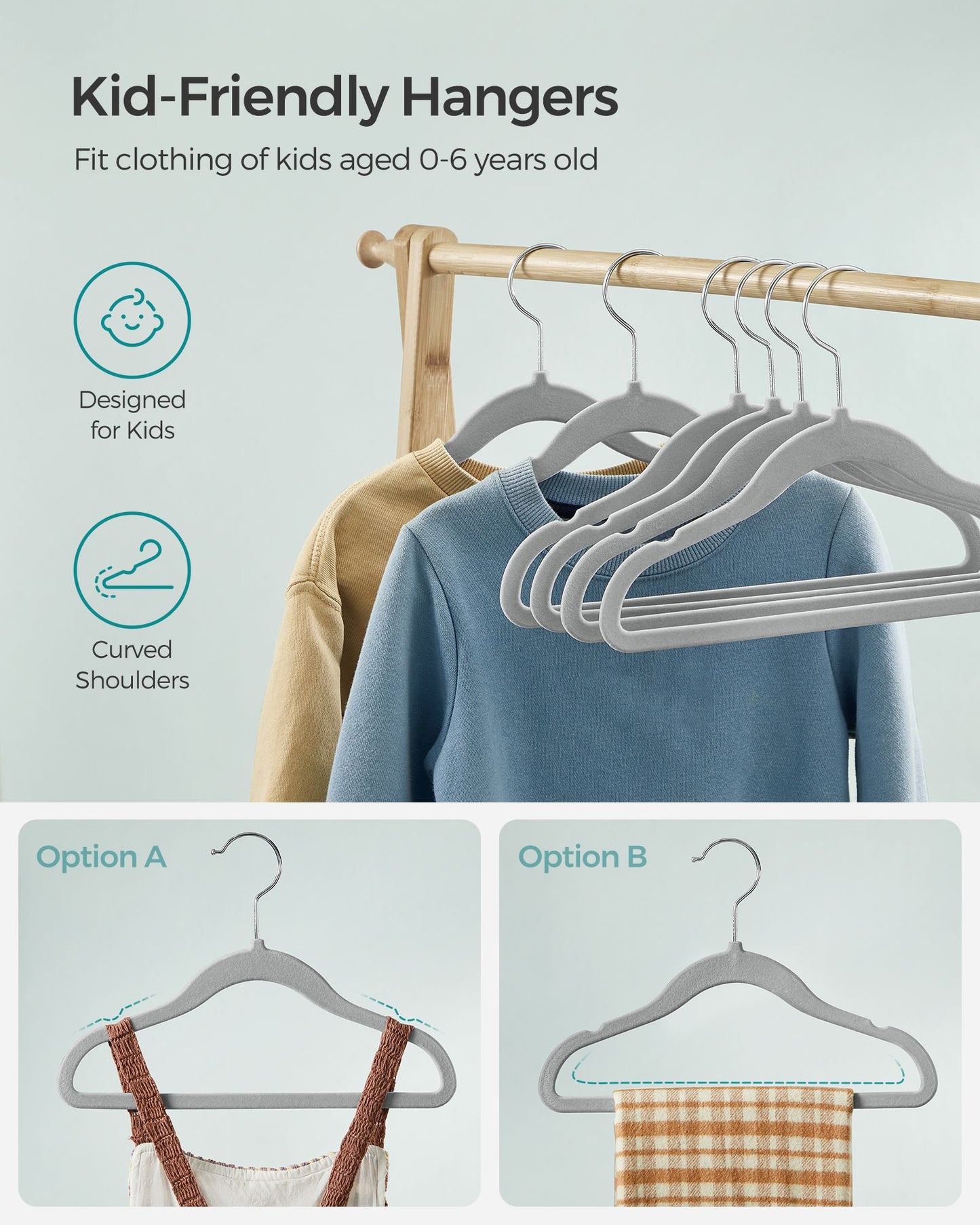 50 Pack Kids Hangers for Closet