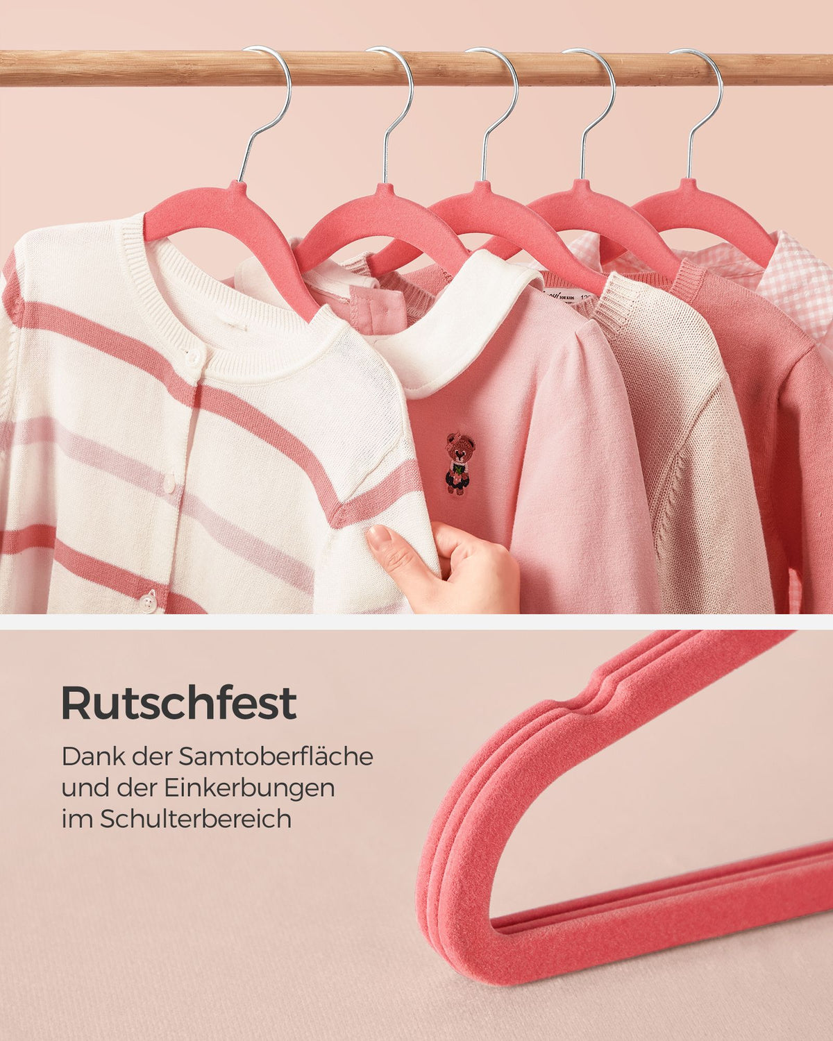 Pack of 50 Velvet Baby Hangers Strawberry Red