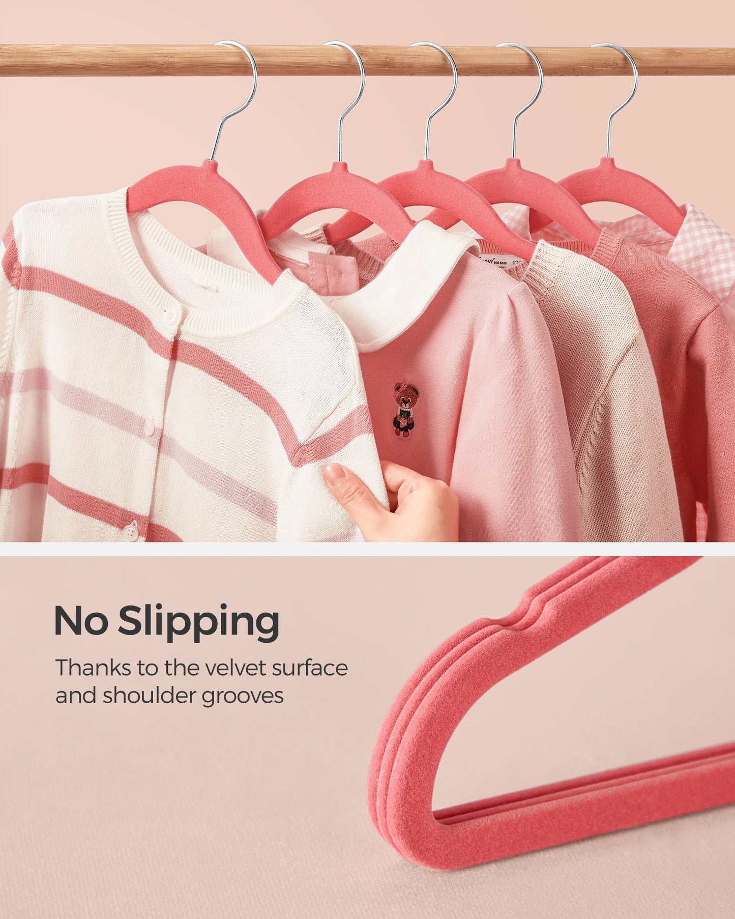 Pack of 50 Velvet Baby Hangers Strawberry Red - image 3