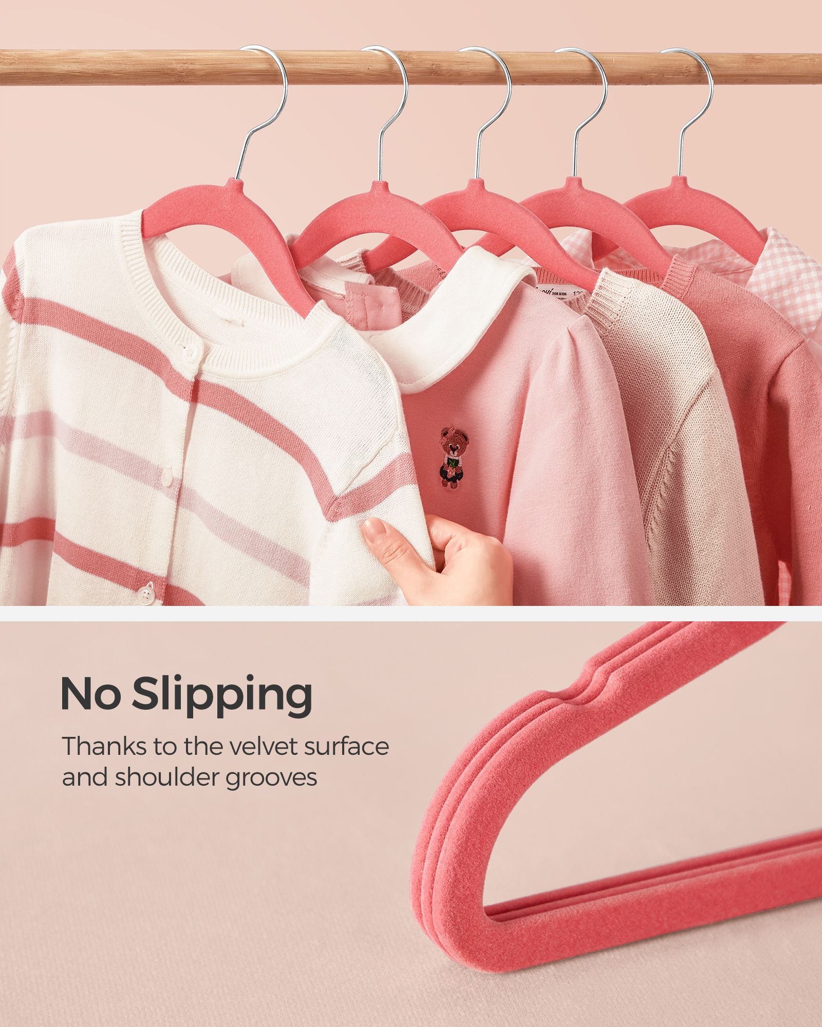 Pack of 50 Velvet Baby Hangers Strawberry Red - image 3