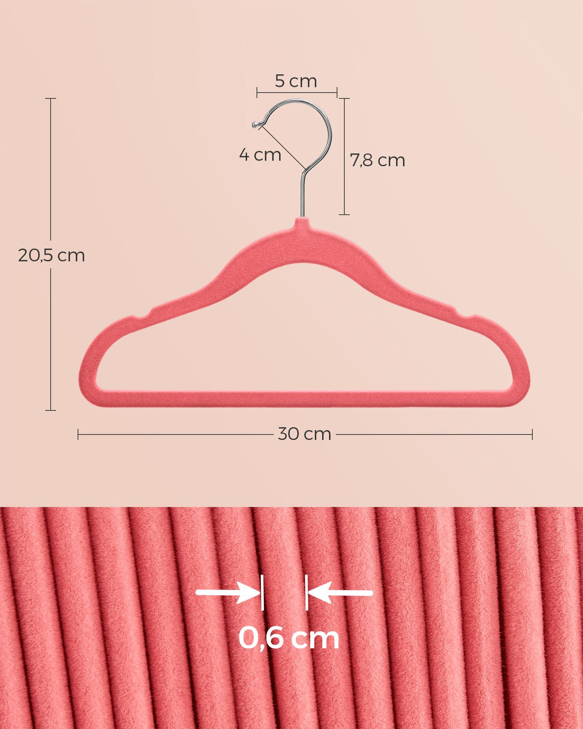 Pack of 50 Velvet Baby Hangers Strawberry Red