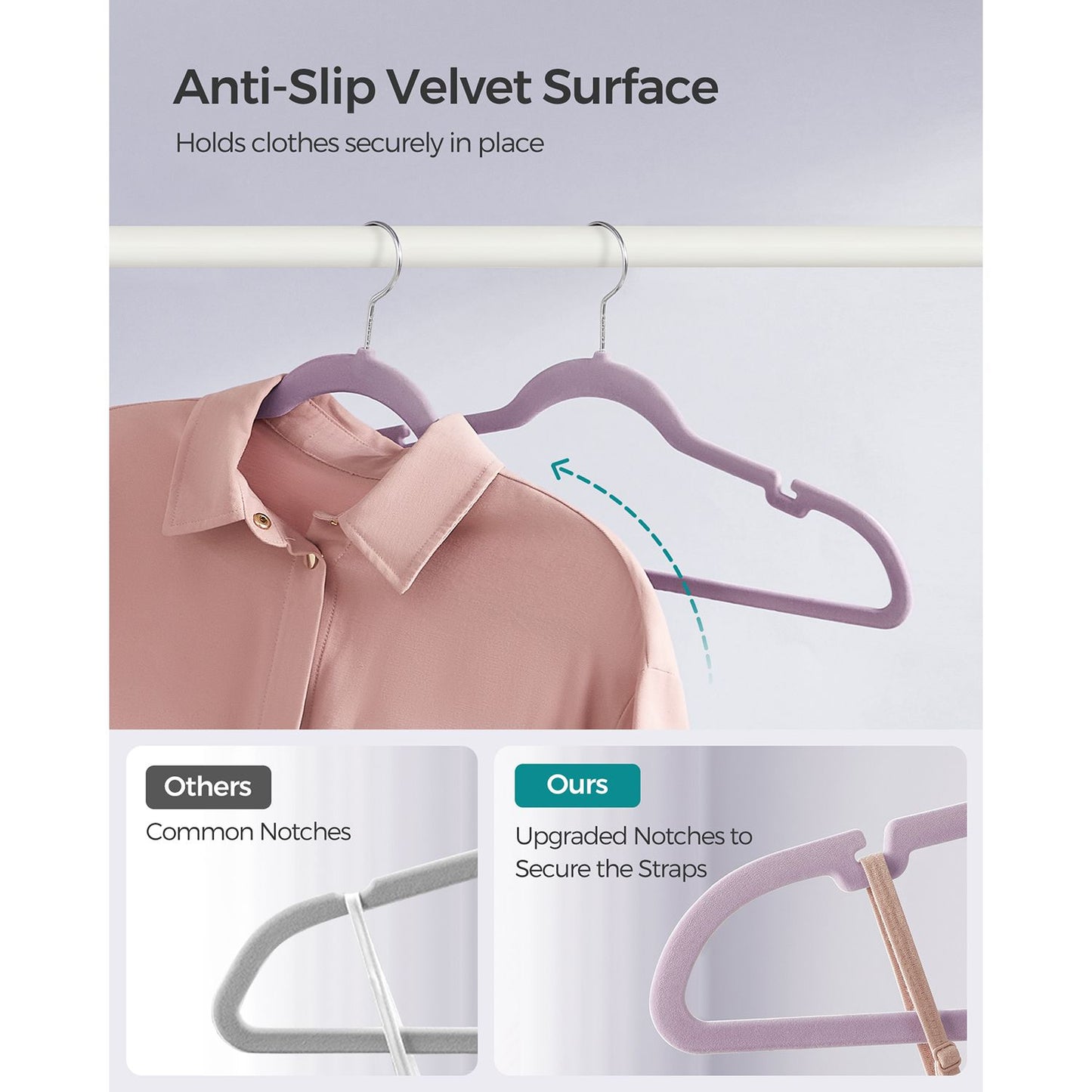50-Pack Velvet Hangers Light Purple