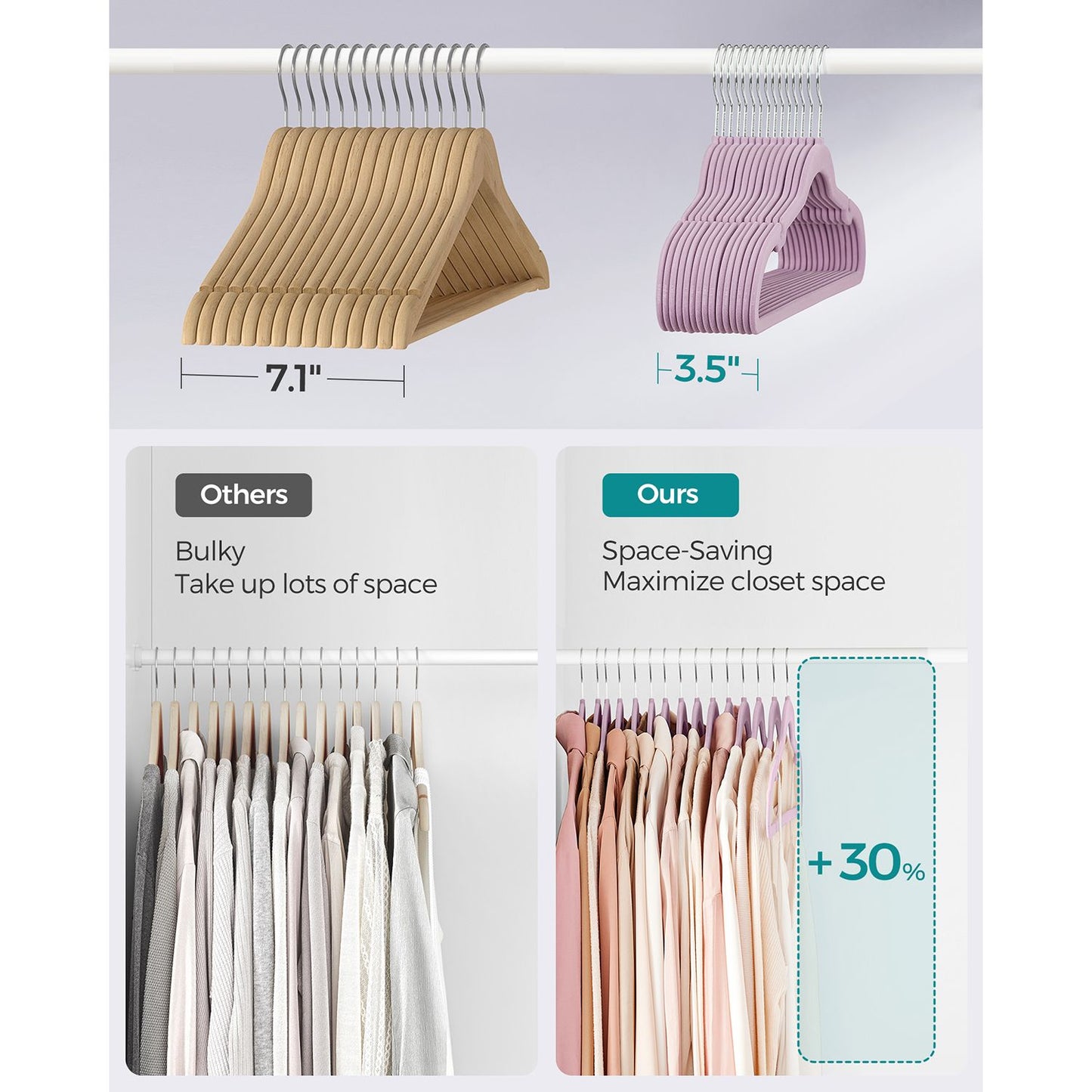 50-Pack Velvet Hangers Light Purple