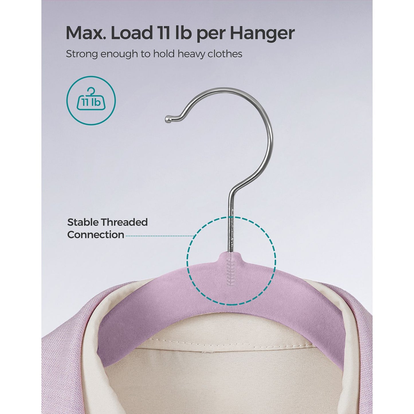 50-Pack Velvet Hangers Light Purple