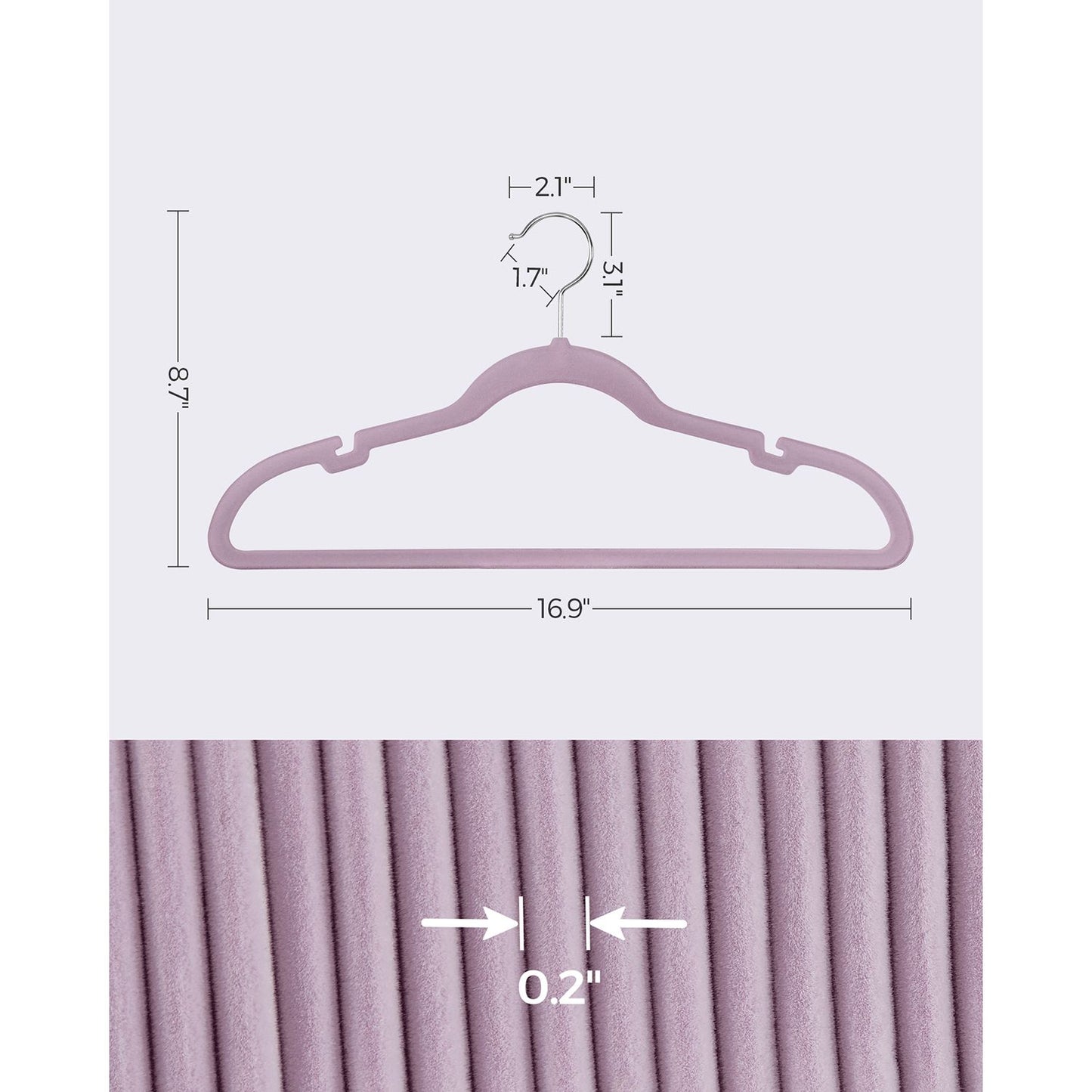 50-Pack Velvet Hangers Light Purple
