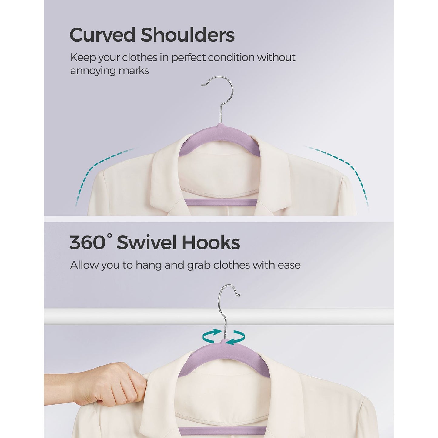 50-Pack Velvet Hangers Light Purple