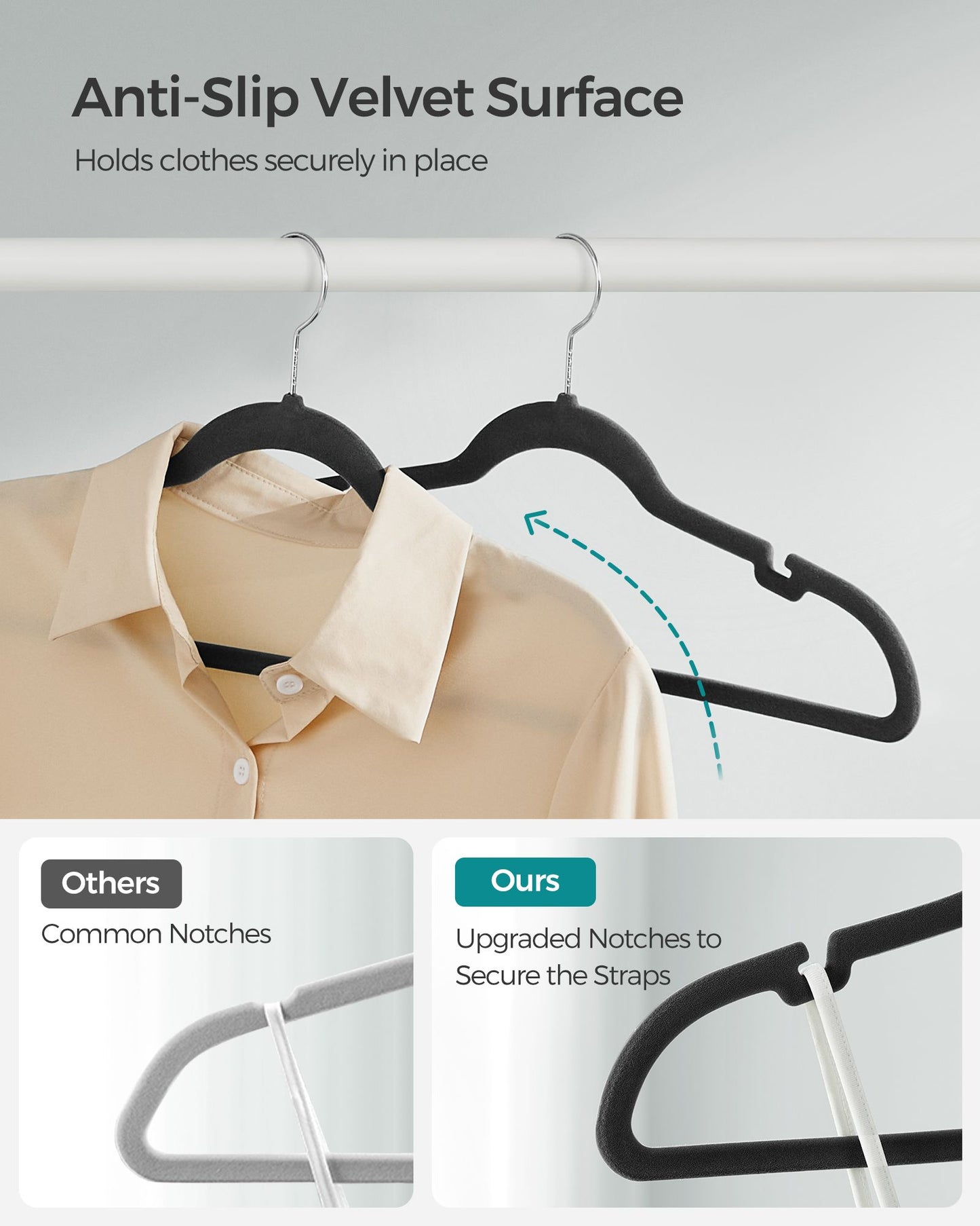 Velvet Hangers 60 Pack, Non-Slip Clothes Hangers