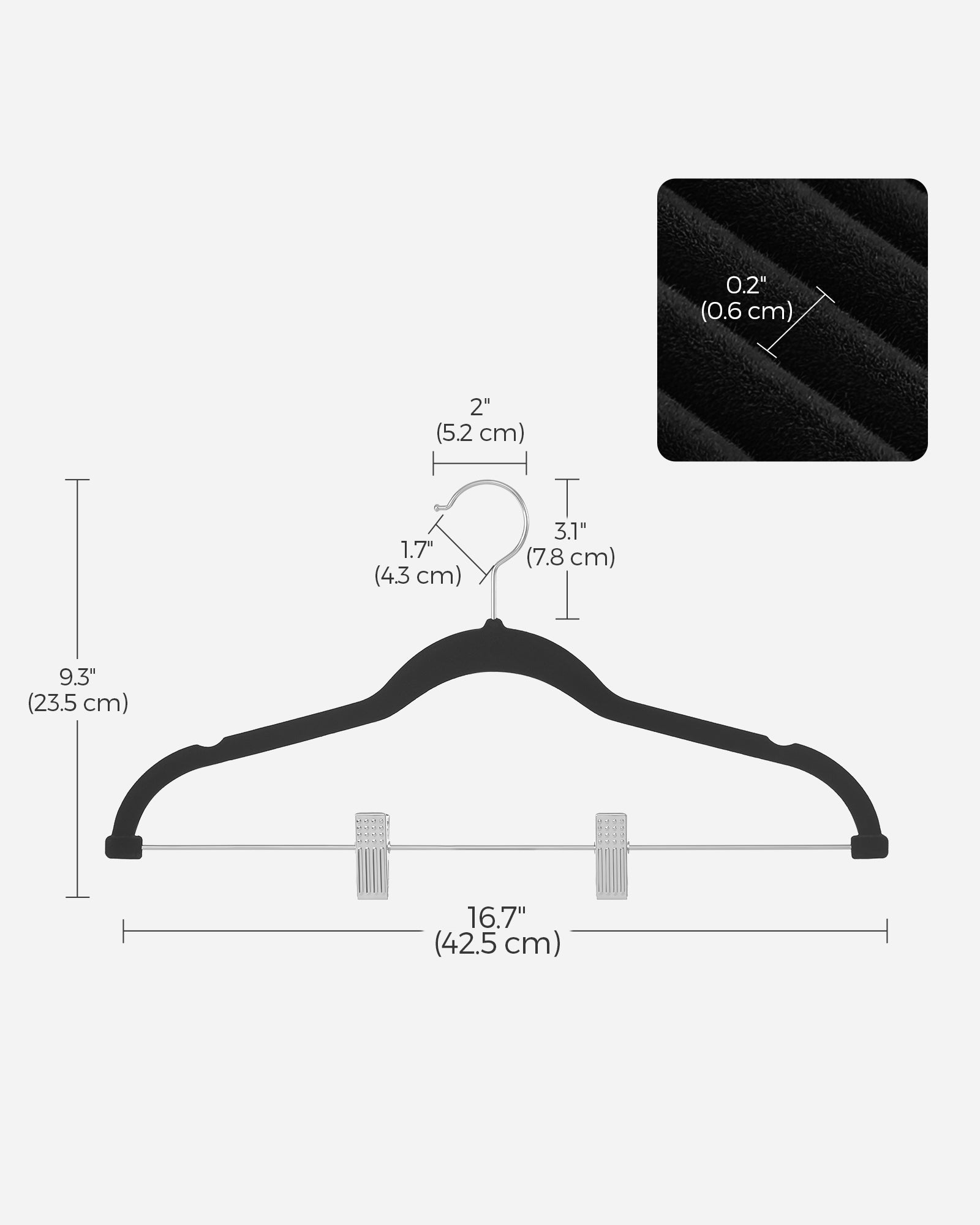 20-Pack Velvet Pants Hangers with Adjustable Clips - HWLEXTRA 