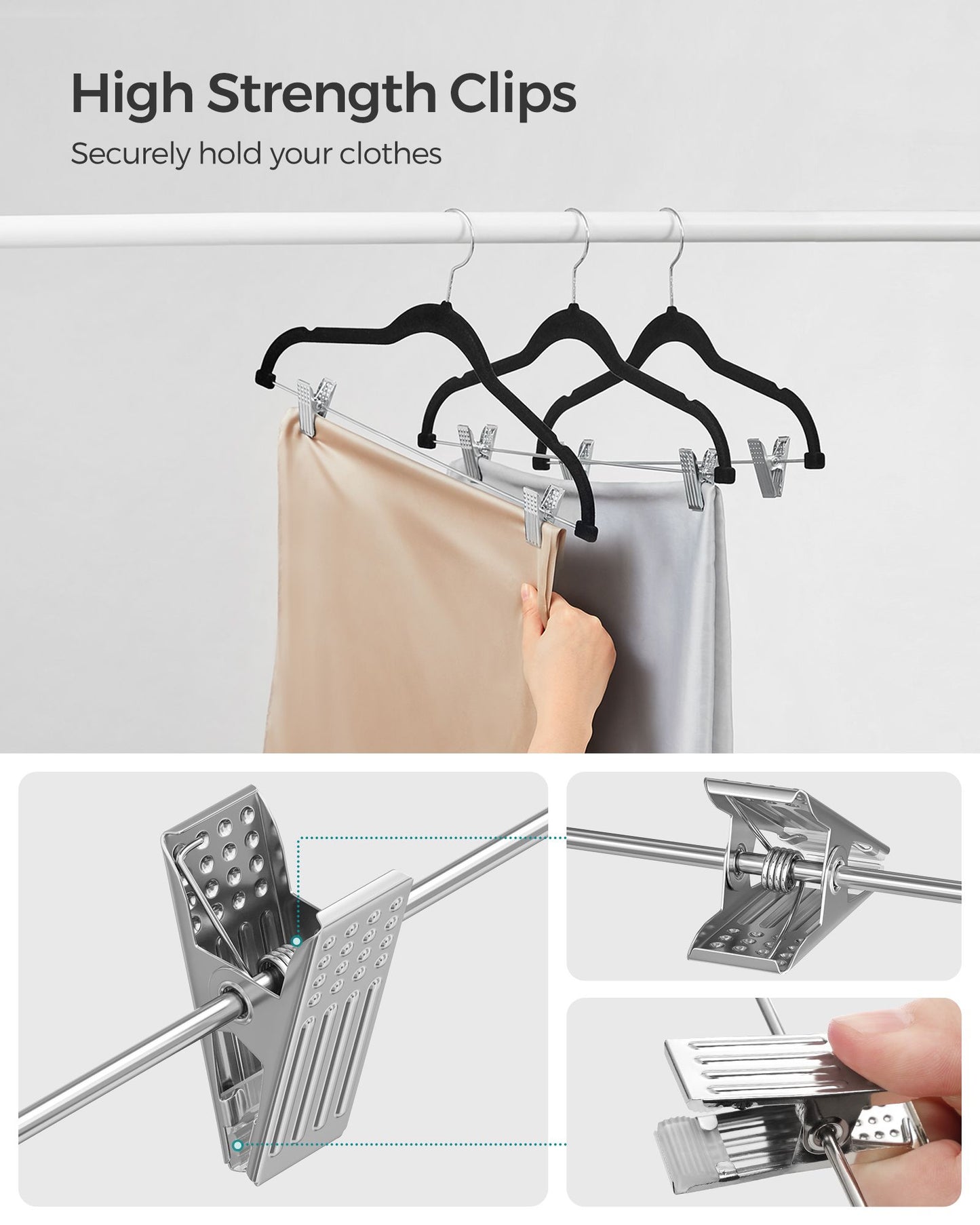 20-Pack Velvet Pants Hangers with Adjustable Clips - HWLEXTRA 
