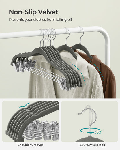 20-Pack Velvet Pants Hangers with Adjustable Clips - HWLEXTRA 