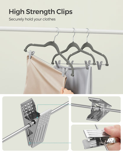 20-Pack Velvet Pants Hangers with Adjustable Clips - HWLEXTRA 