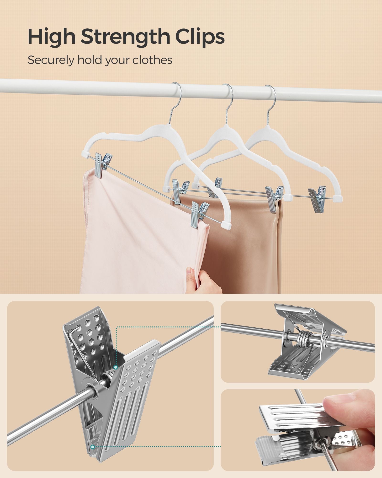 20-Pack Velvet Pants Hangers with Adjustable Clips - HWLEXTRA 