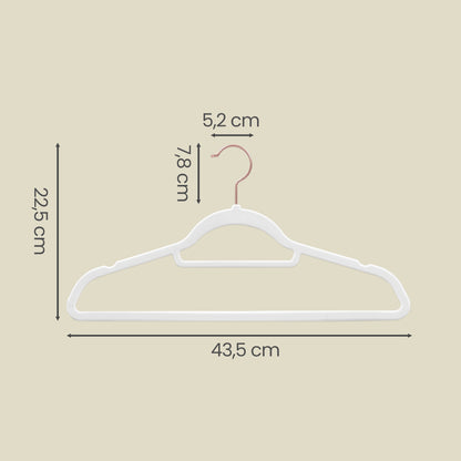 Velvet Hangers, Set of 50 Clothes Hanger with Rose Gold Swivel Hook, Non-Slip