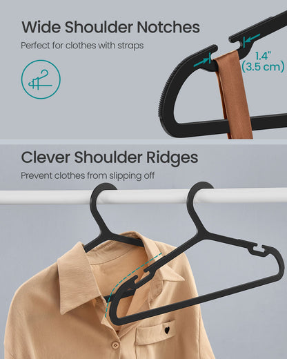 Plastic Hangers with Wide Shoulder Notches Pack of 50