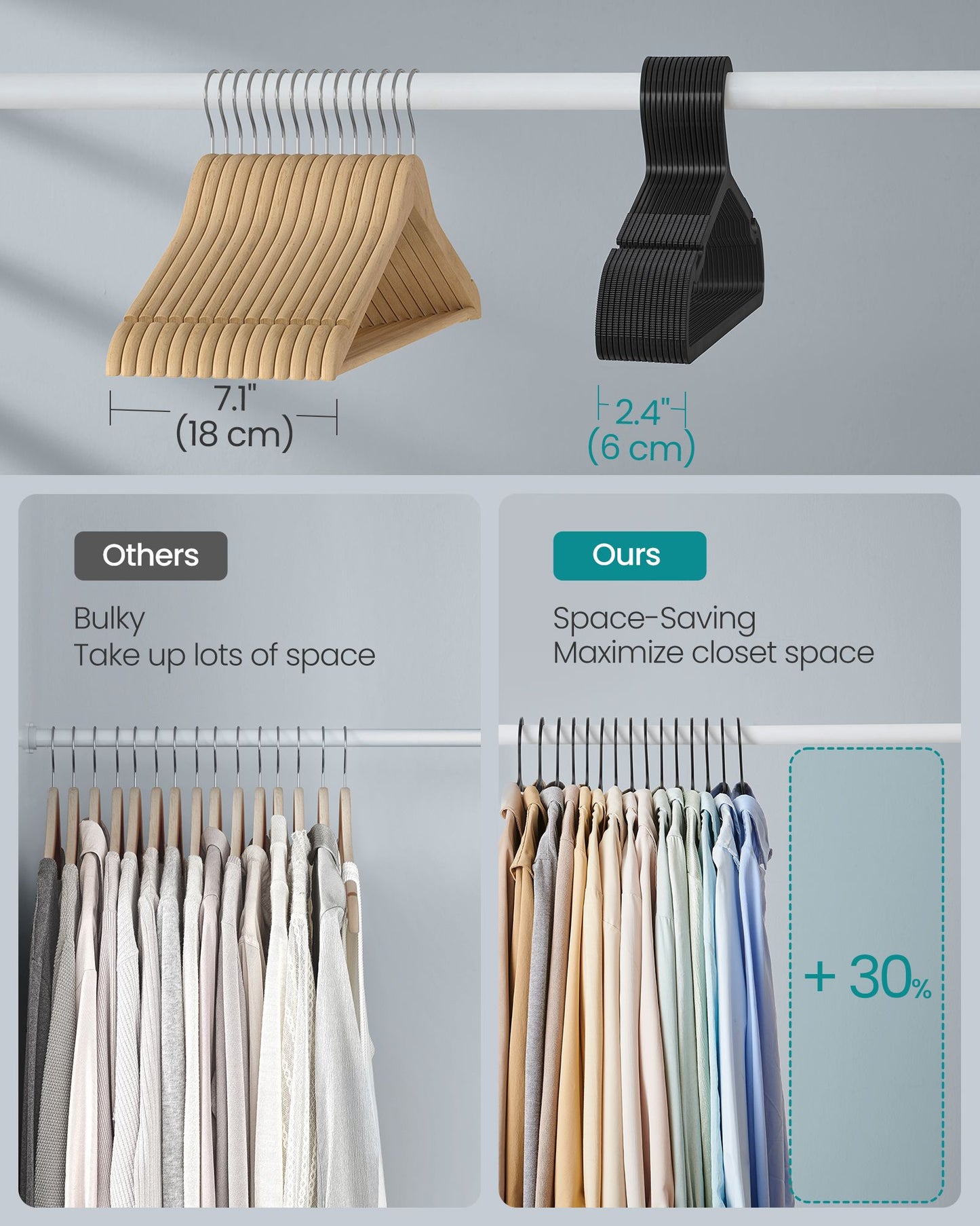 Plastic Hangers with Wide Shoulder Notches Pack of 50
