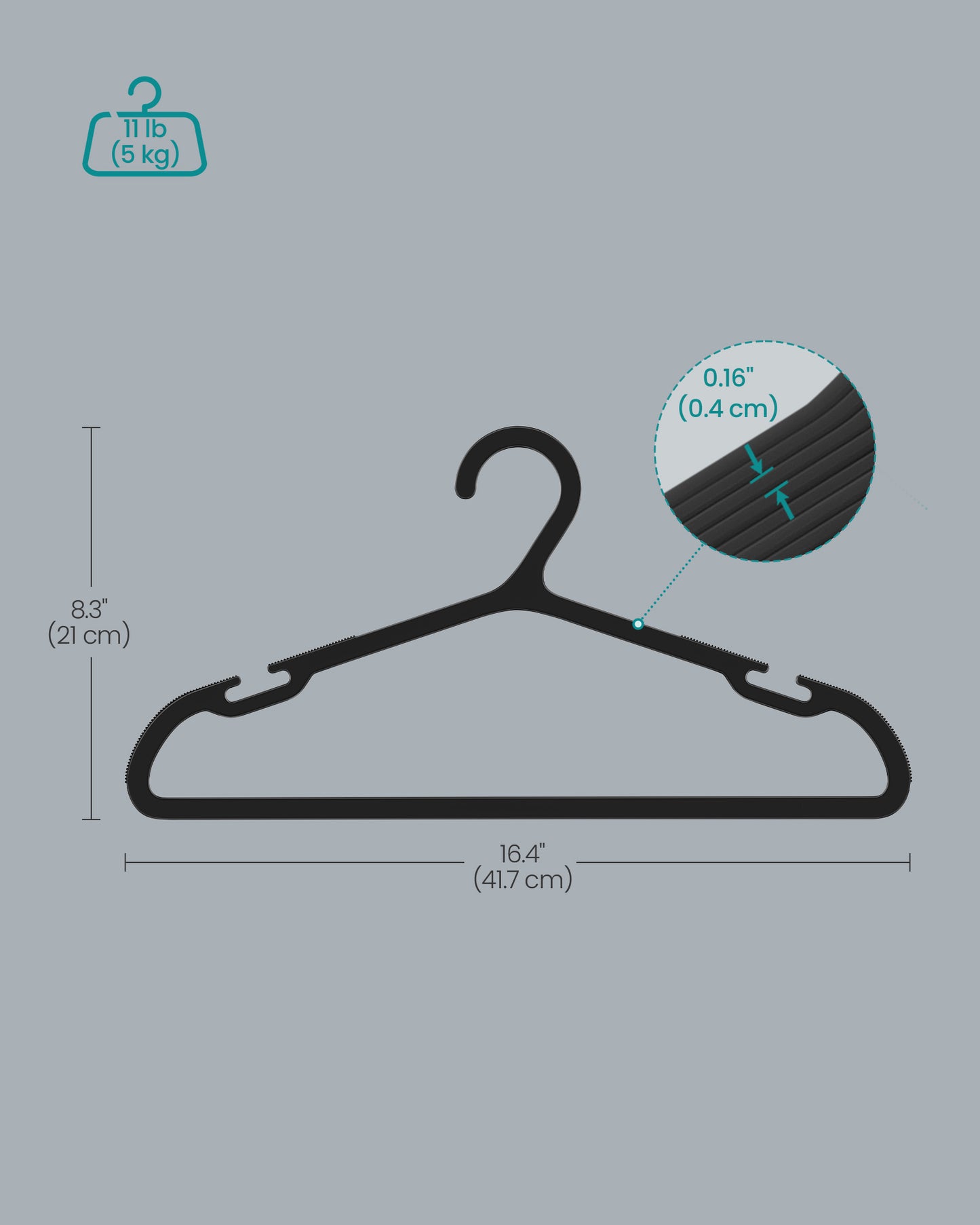 Plastic Hangers with Wide Shoulder Notches Pack of 50