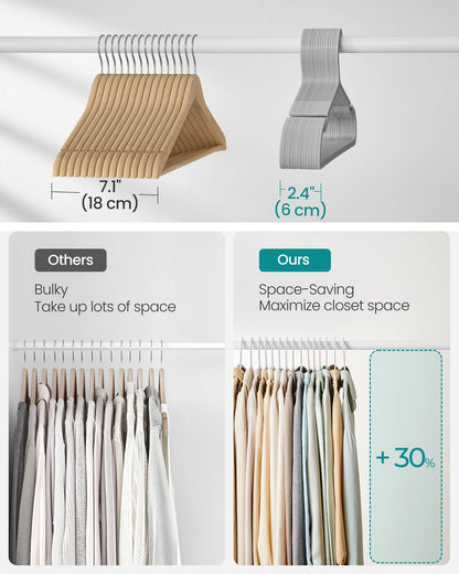 Plastic Hangers with Wide Shoulder Notches Pack of 50