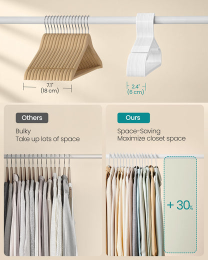 Plastic Hangers with Wide Shoulder Notches Pack of 50