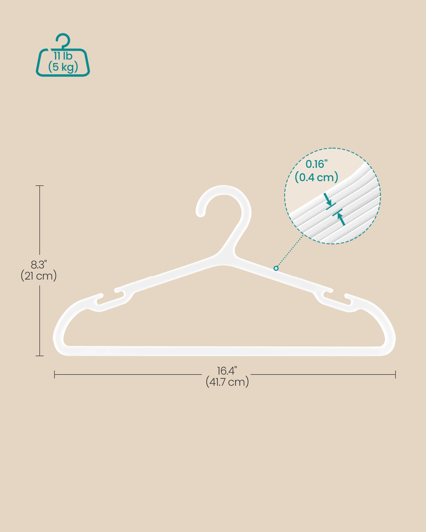 Plastic Hangers with Wide Shoulder Notches Pack of 50