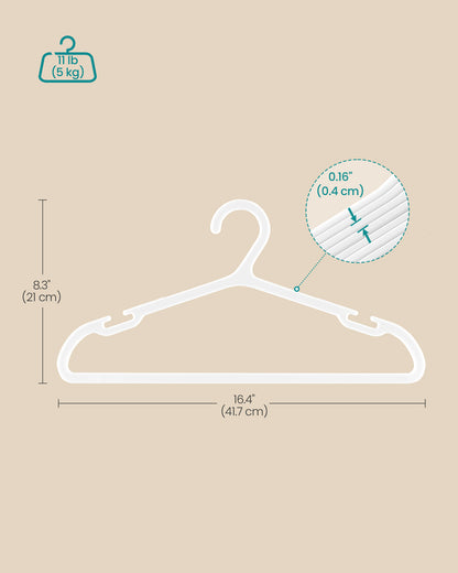 Plastic Hangers with Wide Shoulder Notches Pack of 50