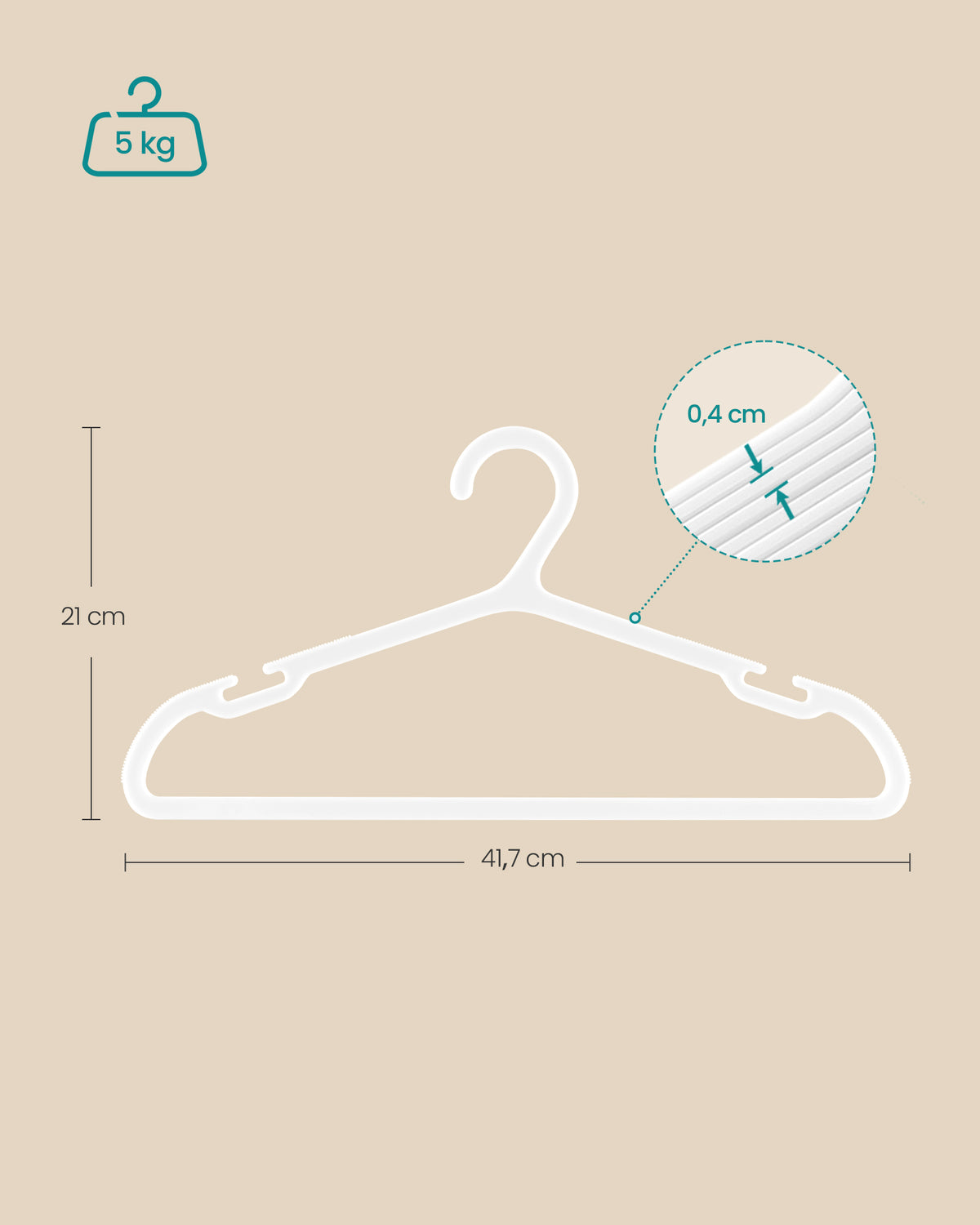 Cloud White Plastic Clothes Hangers — Pack of 50