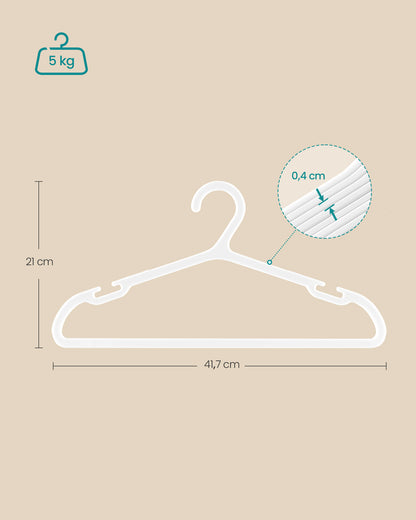Cloud White Plastic Clothes Hangers — Pack of 50