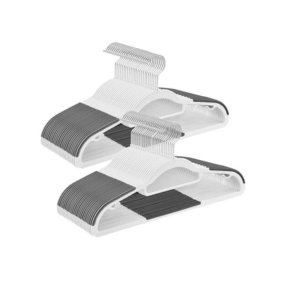 Pack of 50 Coat Hangers, Heavy Duty Plastic Hangers with Non-Slip Design, Space-Saving Clothes Hangers