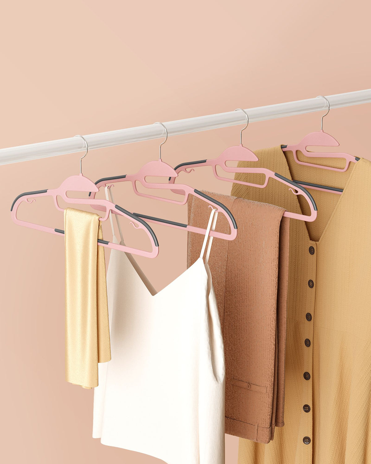 Pack of 20 Pink & Grey Plastic Coat Hangers