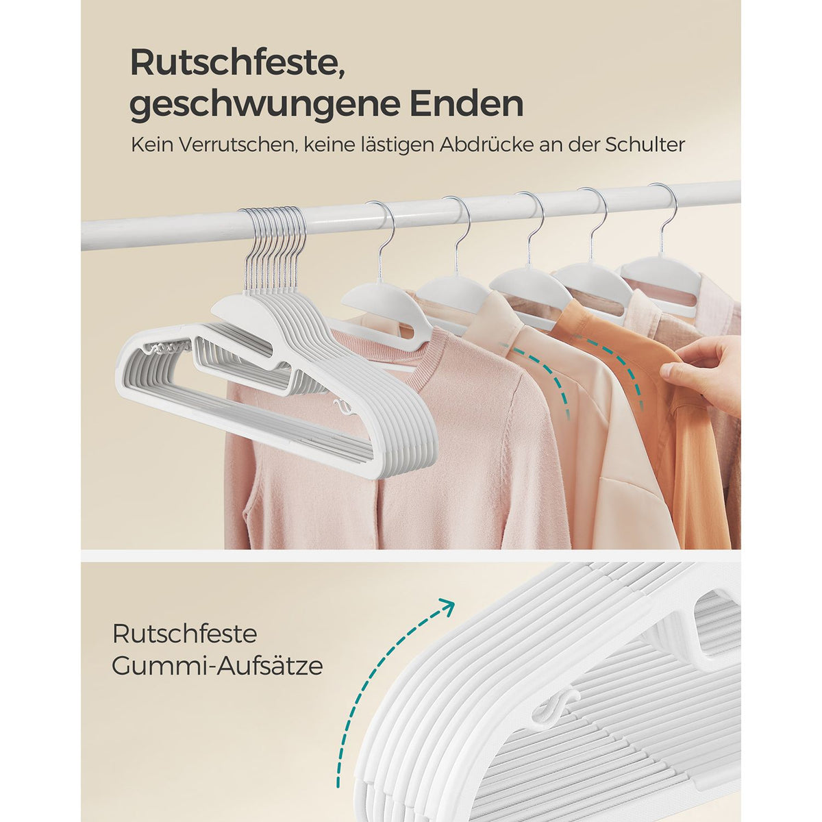 Set of 20 Plastic Hangers White