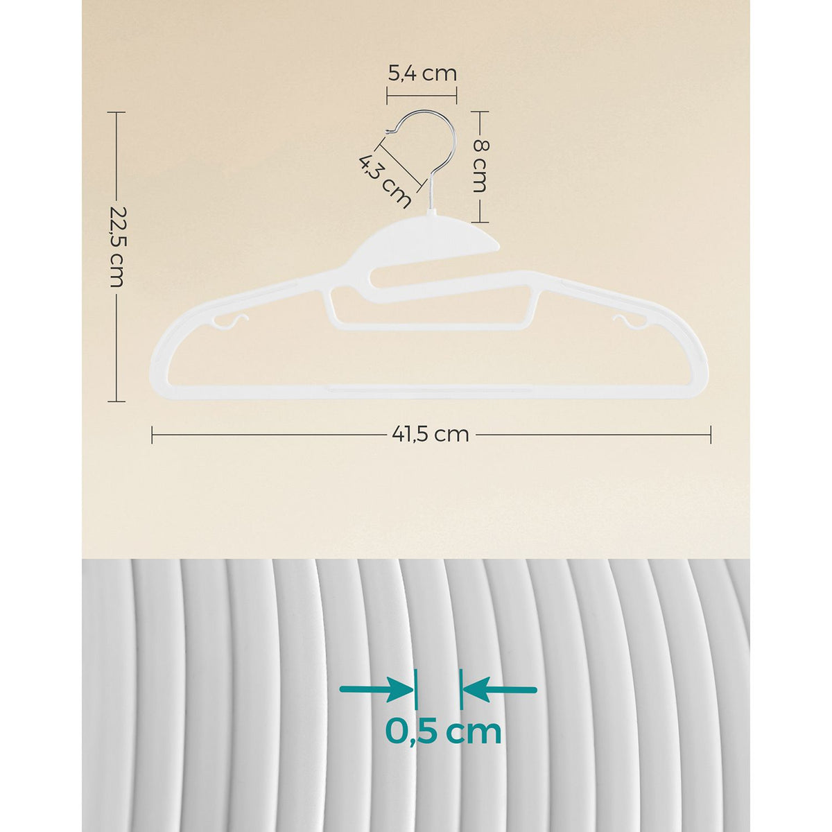 Set of 20 Plastic Hangers White