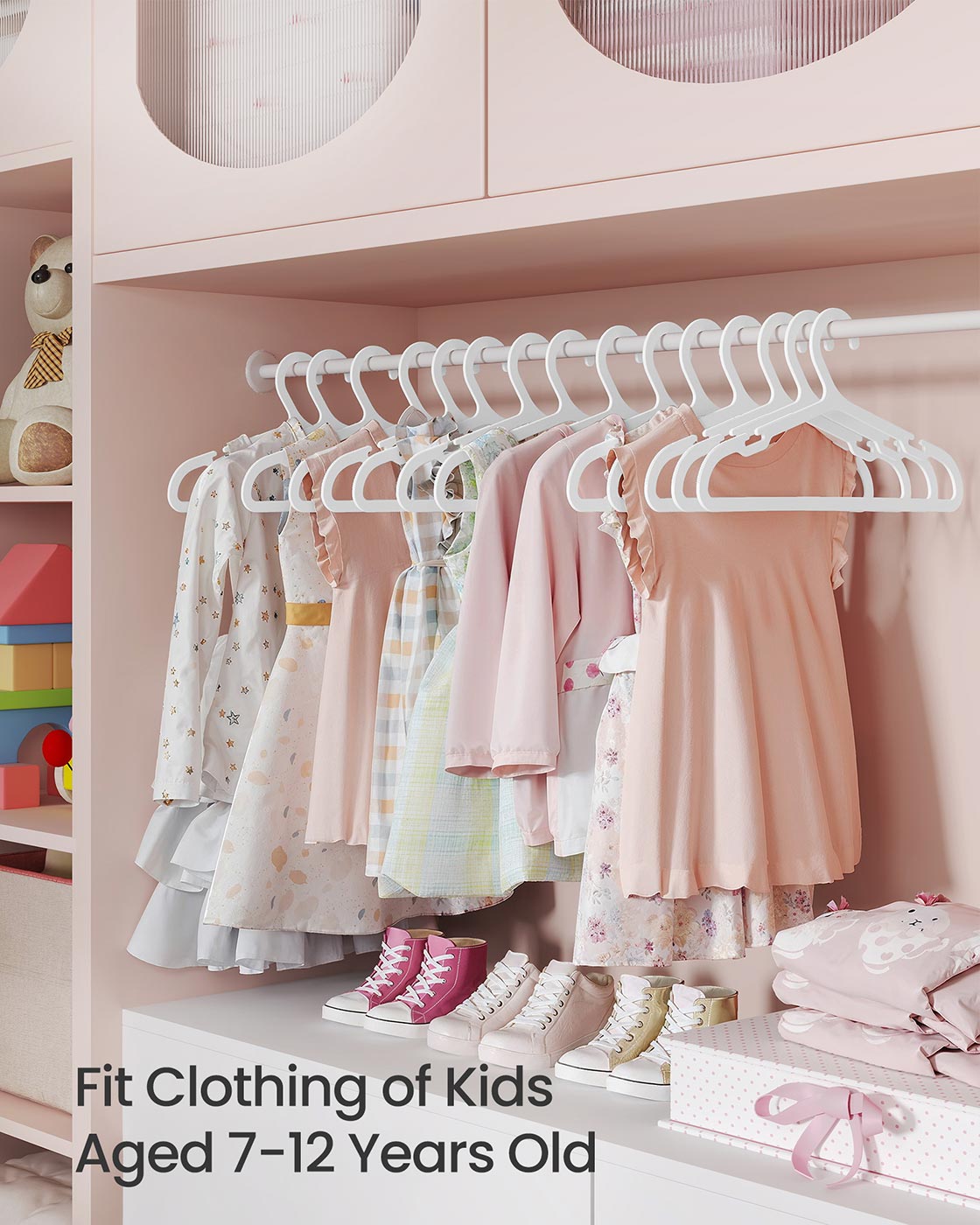 Kids Hangers 60 Pack 14 x 7 Inches Non-Slip Cloud White