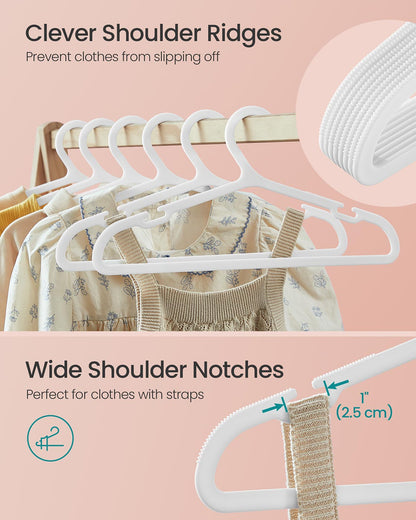 Kids Hangers 60 Pack 14 x 7 Inches Non-Slip Cloud White