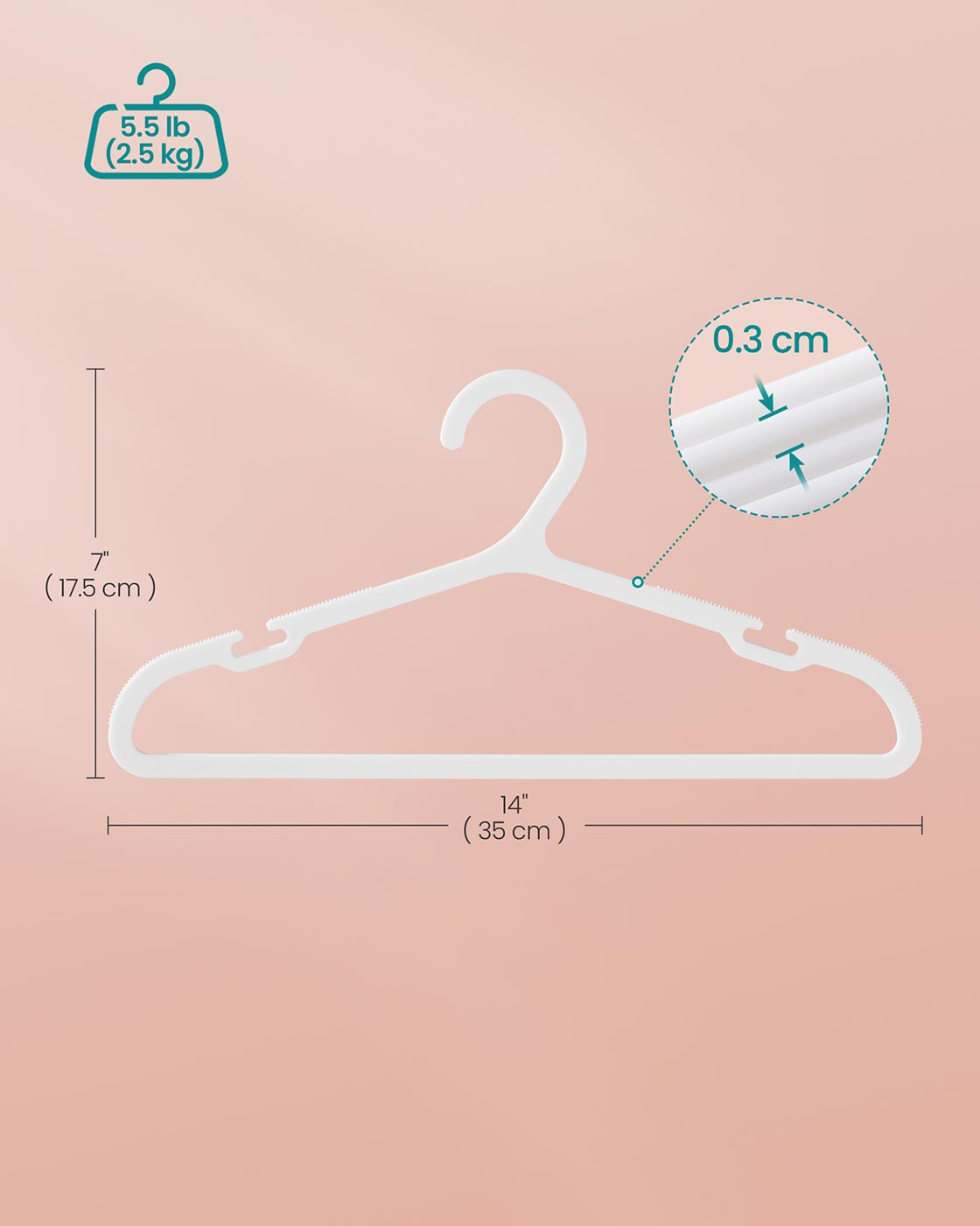 Kids Hangers 60 Pack 14 x 7 Inches Non-Slip Cloud White