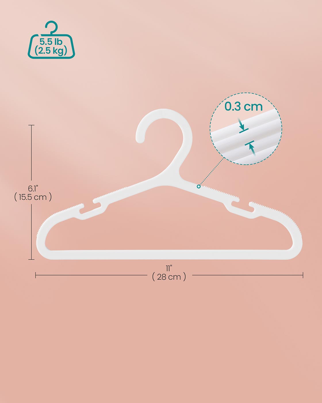 Baby Hangers 100 Pack 11 x 6.1 Inches Non-Slip Cloud White