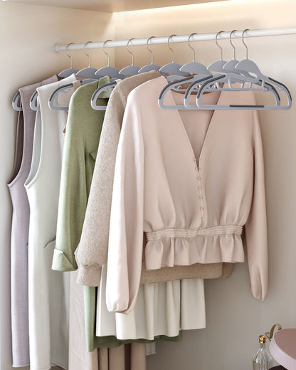 50 Pack Coat Hangers, Premium Quality Plastic Suits Hangers, Heavy Duty, S-Shaped Opening
