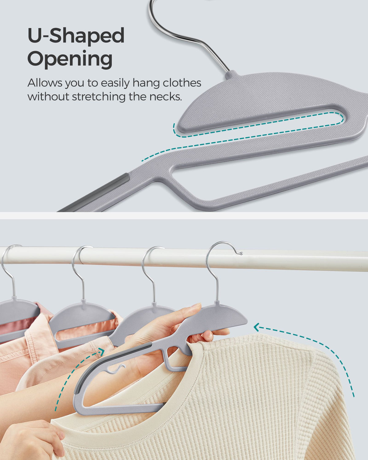 50 Pack Coat Hangers, Premium Quality Plastic Suits Hangers, Heavy Duty, S-Shaped Opening