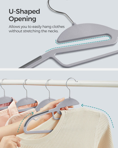 50 Pack Coat Hangers, Premium Quality Plastic Suits Hangers, Heavy Duty, S-Shaped Opening