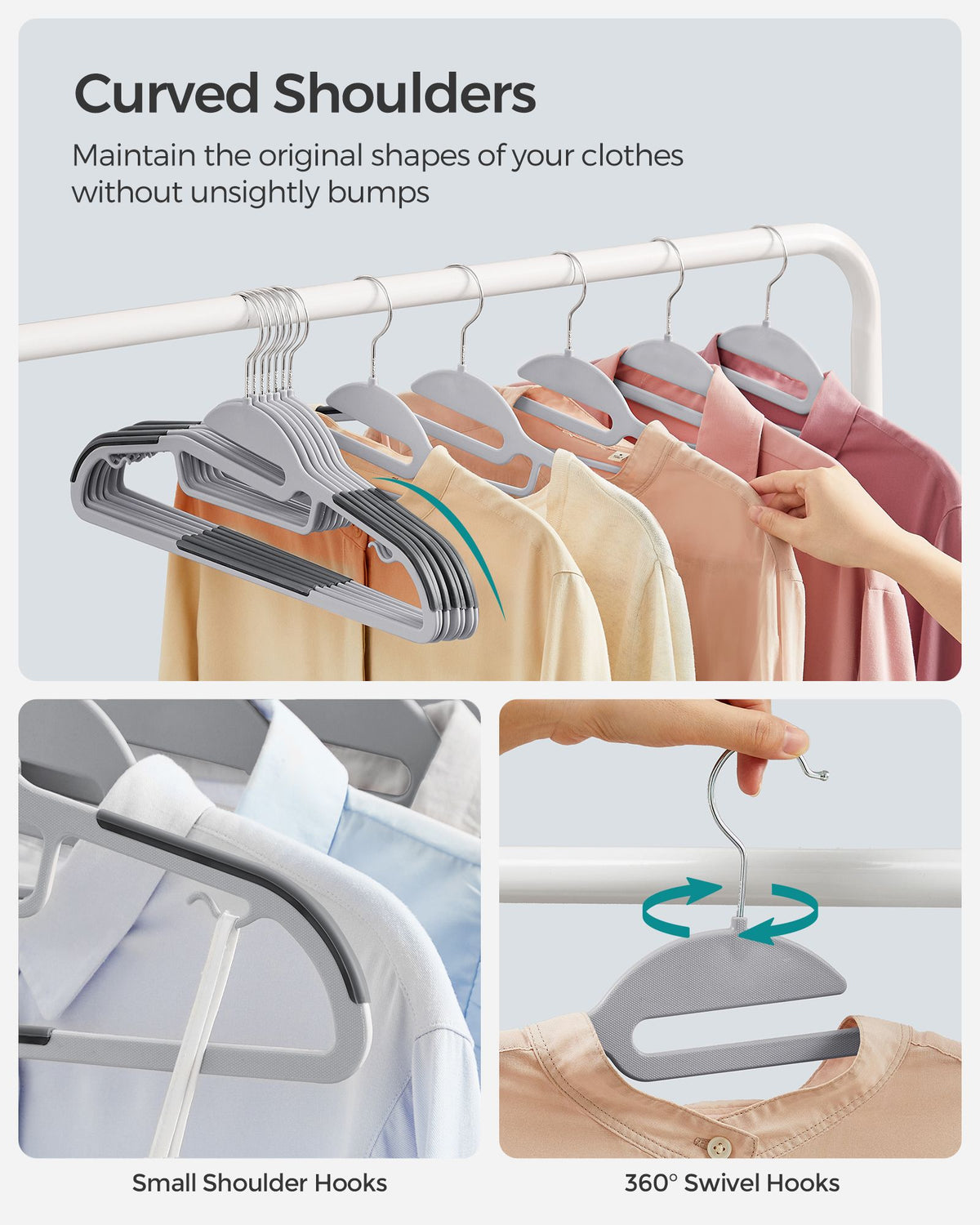 50 Pack Coat Hangers, Premium Quality Plastic Suits Hangers, Heavy Duty, S-Shaped Opening