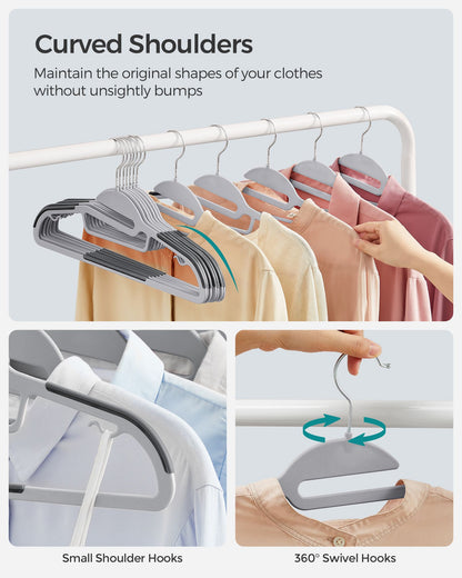 50 Pack Coat Hangers, Premium Quality Plastic Suits Hangers, Heavy Duty, S-Shaped Opening