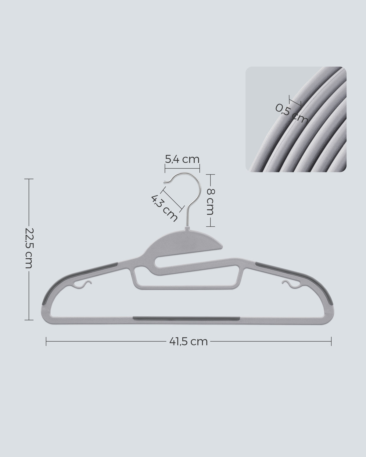 50 Pack Coat Hangers, Premium Quality Plastic Suits Hangers, Heavy Duty, S-Shaped Opening