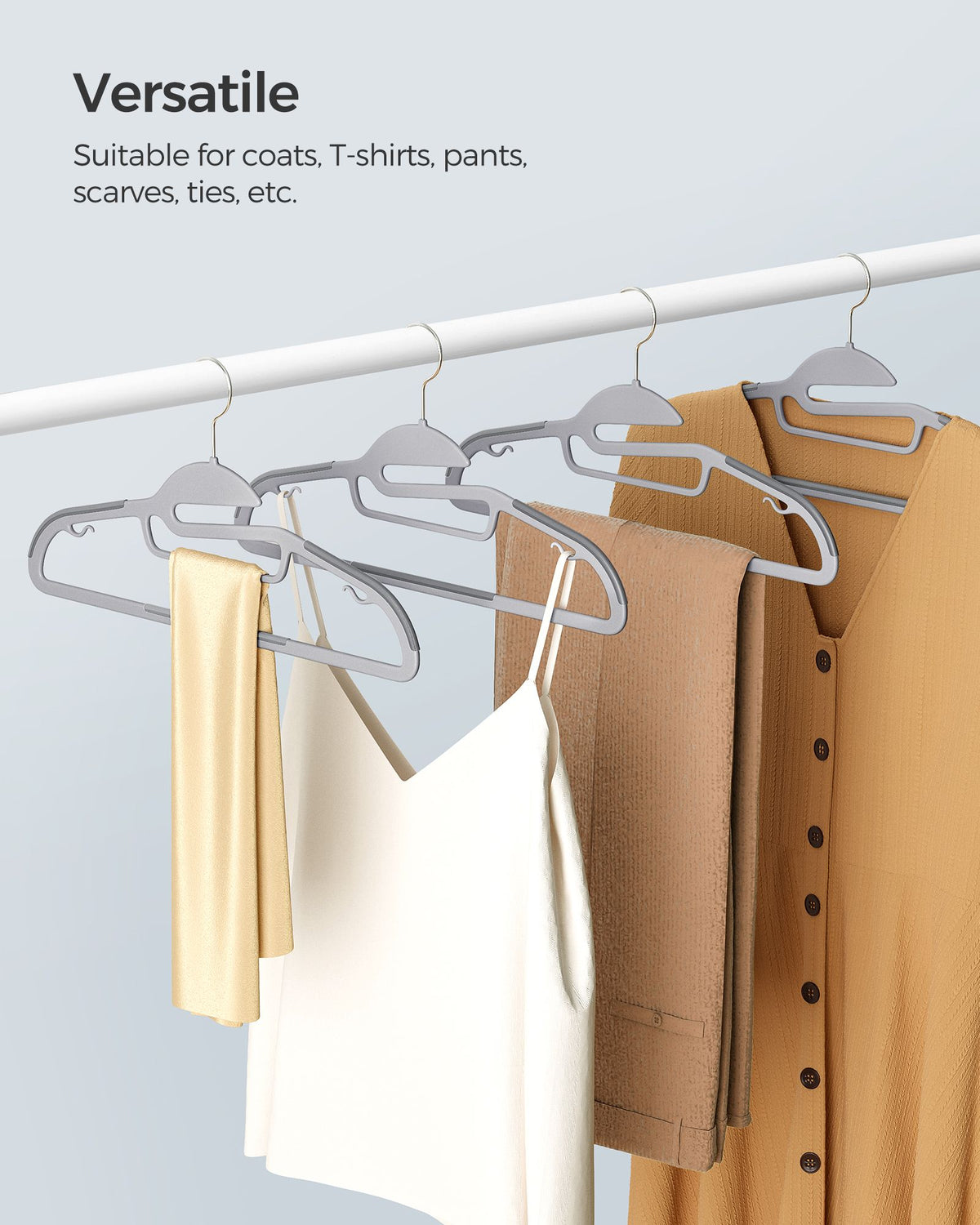 50 Pack Coat Hangers, Premium Quality Plastic Suits Hangers, Heavy Duty, S-Shaped Opening
