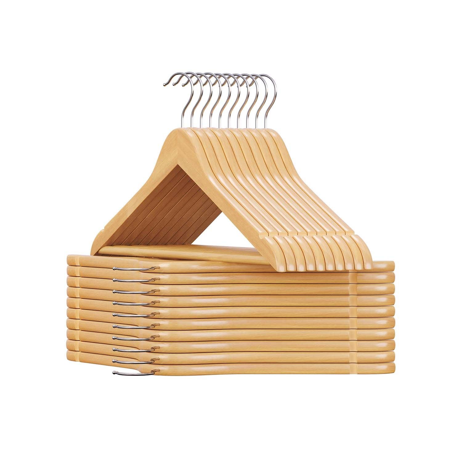 20-Pack Wood Coat Hangers with Shoulder Notches
