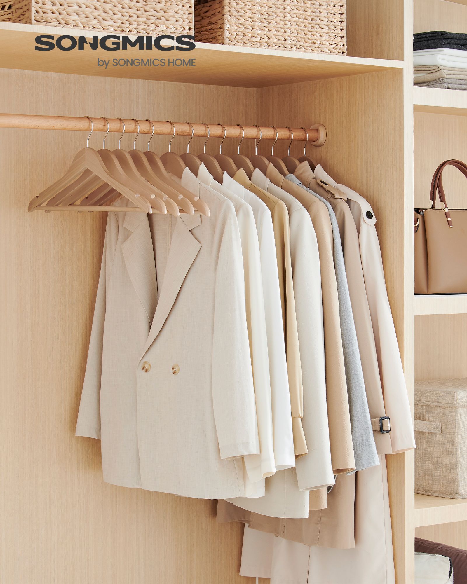 12-Pack Wooden Coat Hangers - HWLEXTRA 