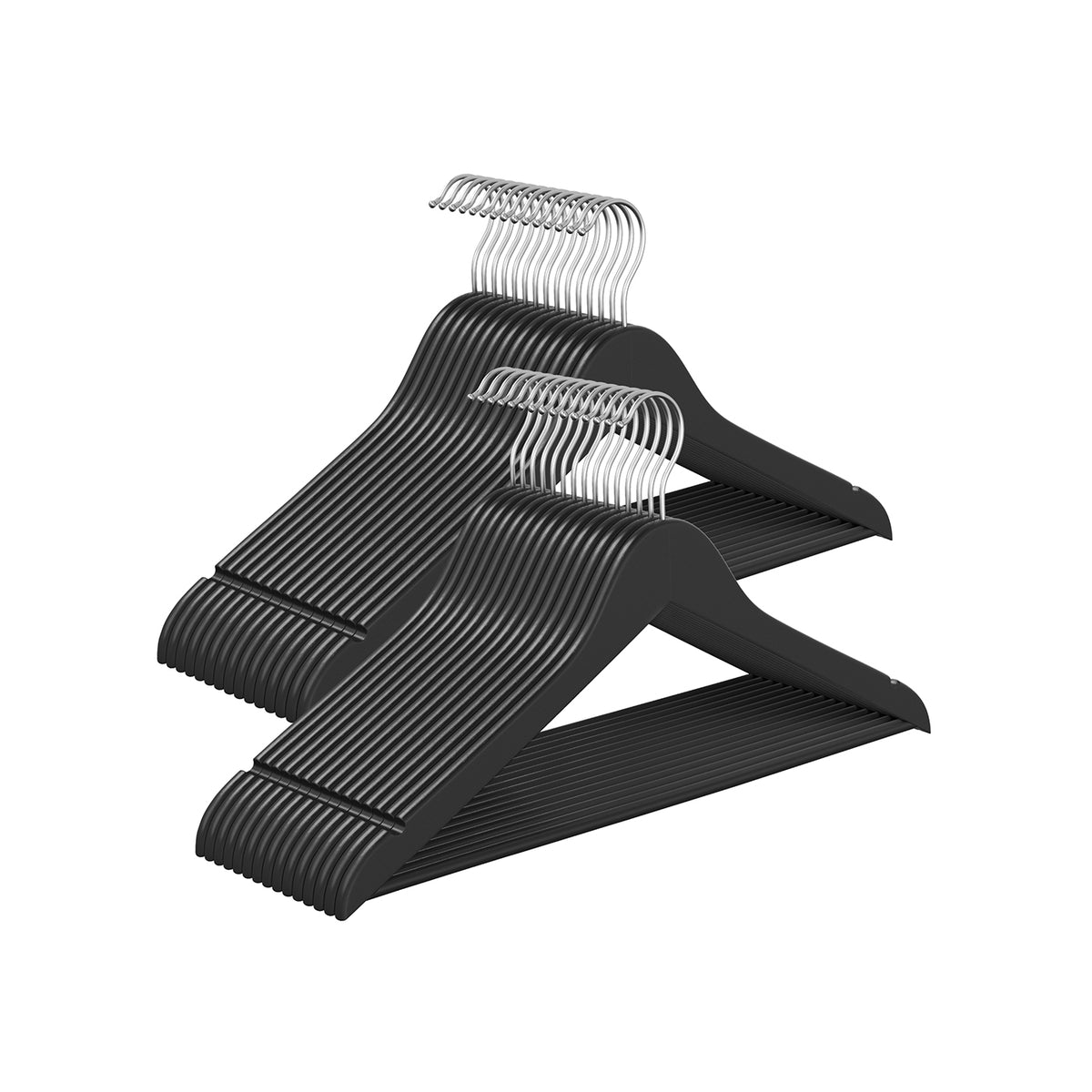 Wooden Hangers Pack of 20 Pants Bar 360° Swivel Hooks Ink Black