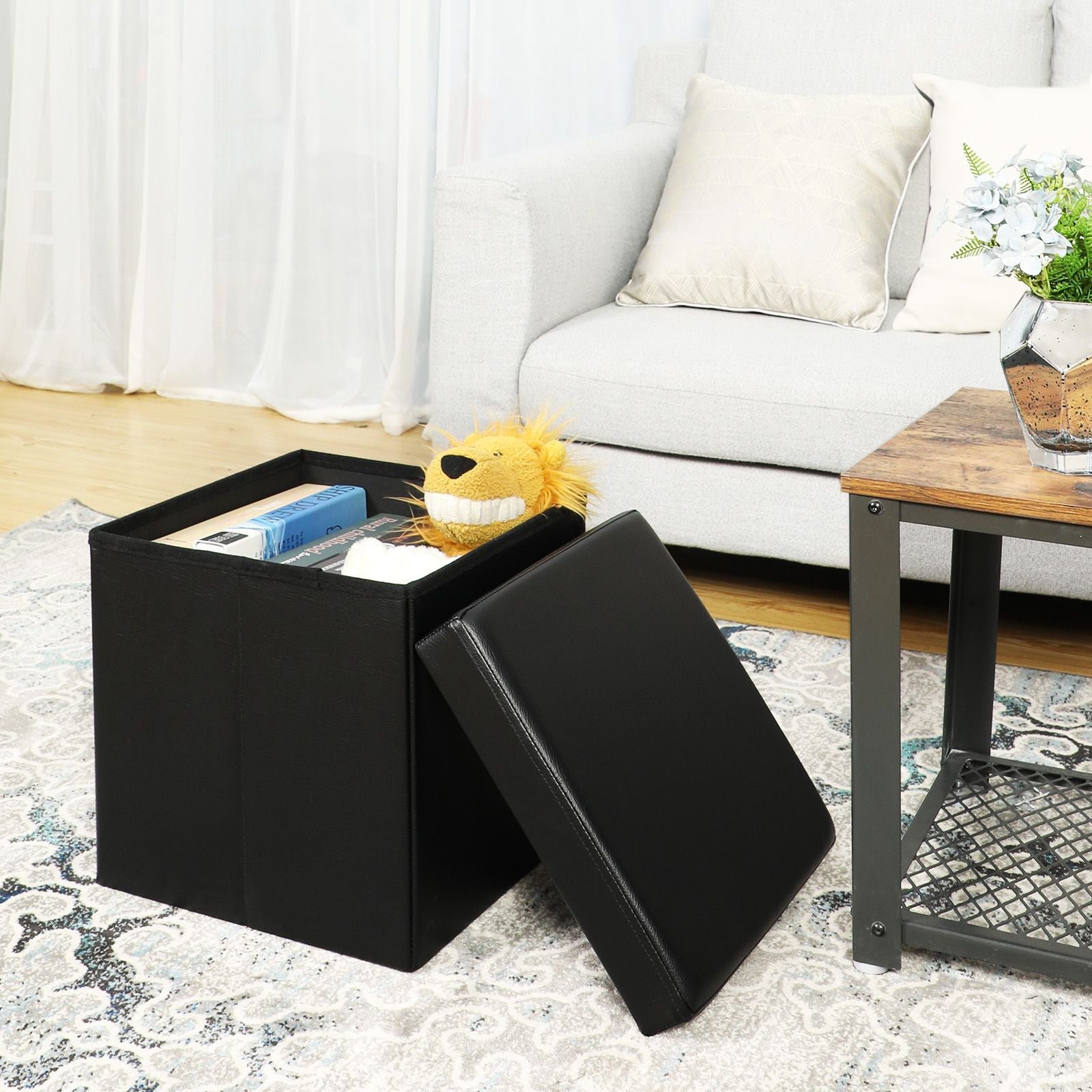 Folding Storage Ottoman Cube - HWLEXTRA 